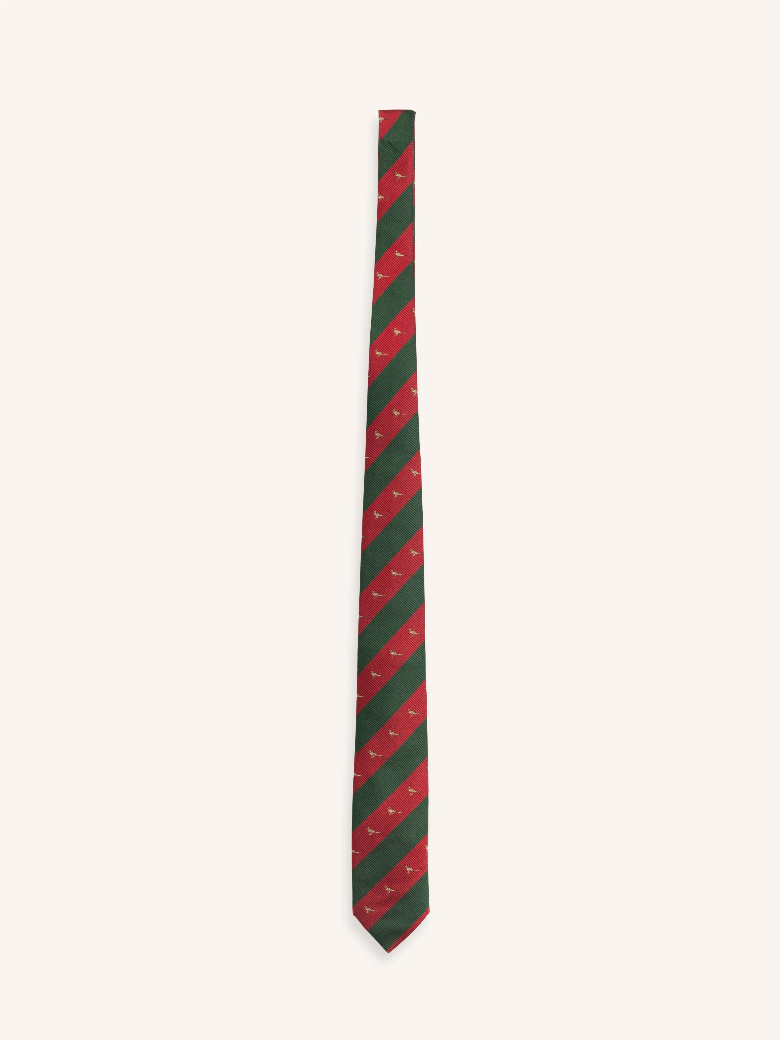 Silk Tie in Green / Red Stripe